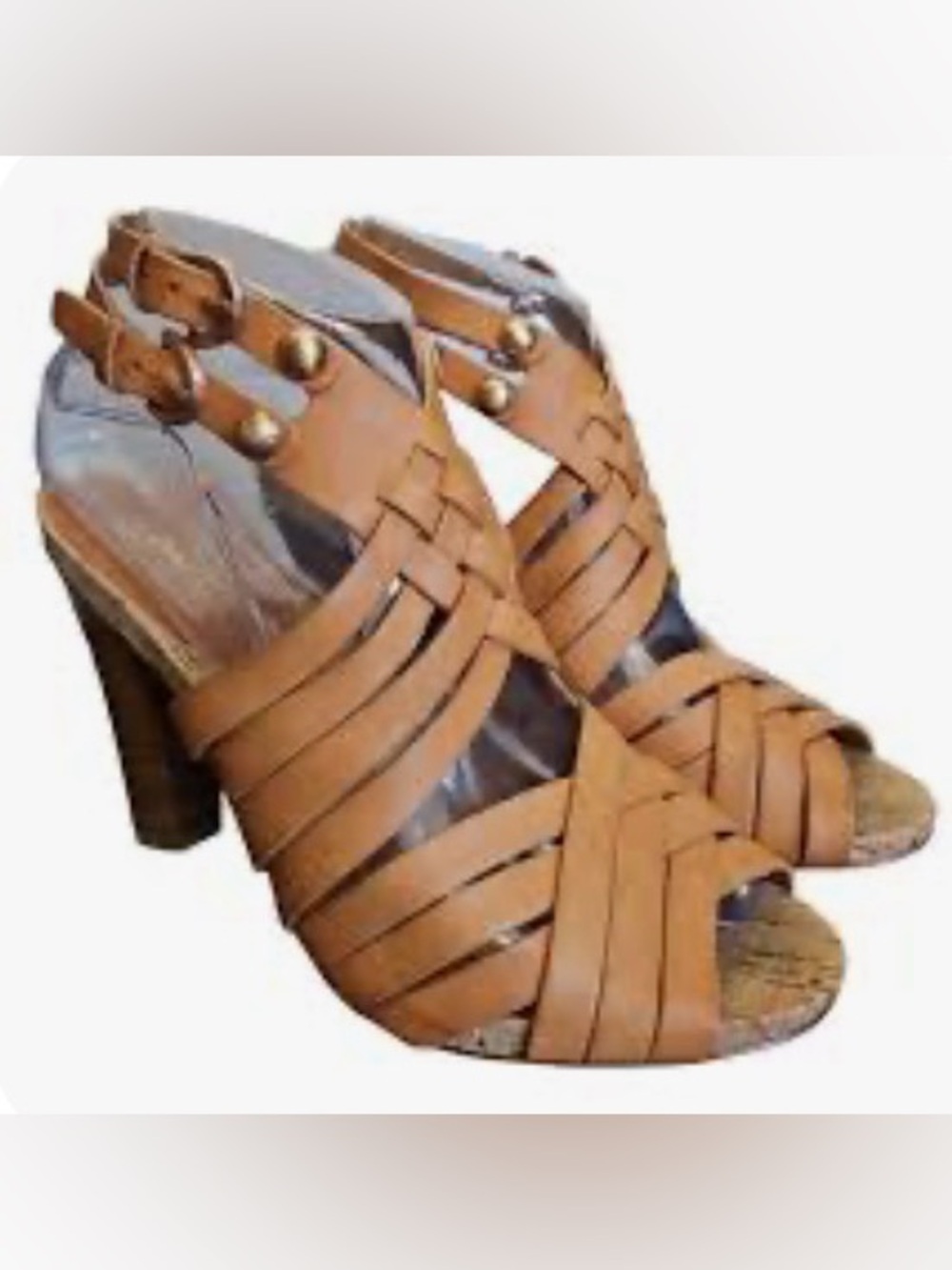 Coach Tan Strappy Open-Toe High Heel Sandals